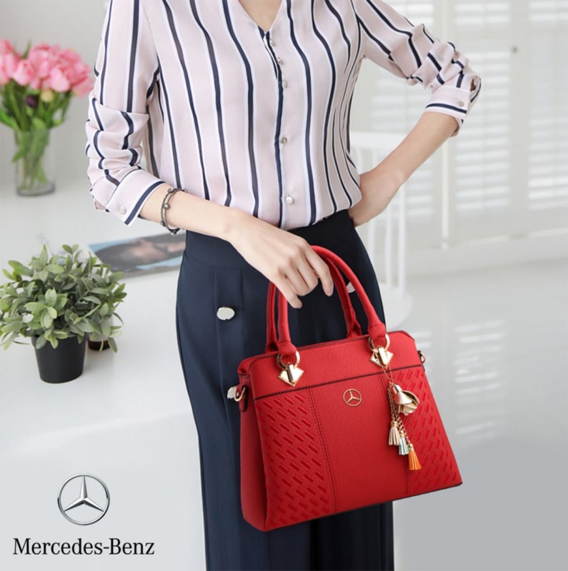 Mercedes Benz Bright Lacquered Platinum Leather Bag - monovibags